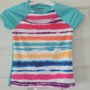 New Lands End Girls Short Sleeve Size 7 Rash Guard